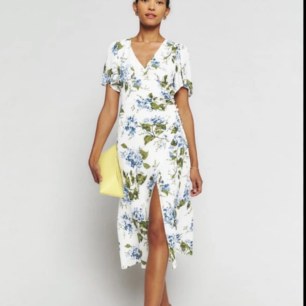 Reformation Breanna Midi Floral Dress in Riviera